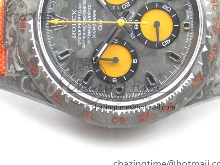 0503 AllSeason Daytona DIW Carbon OMF Best Edition Carbon Orange Dial on Orange Nylon Strap A 2845